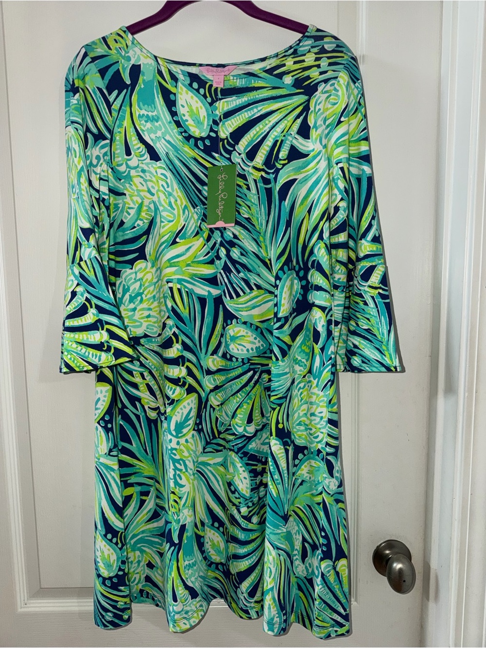 Lilly Pulitzer Ophelia Bright Navy Party Like A Flock Star Knit Dress